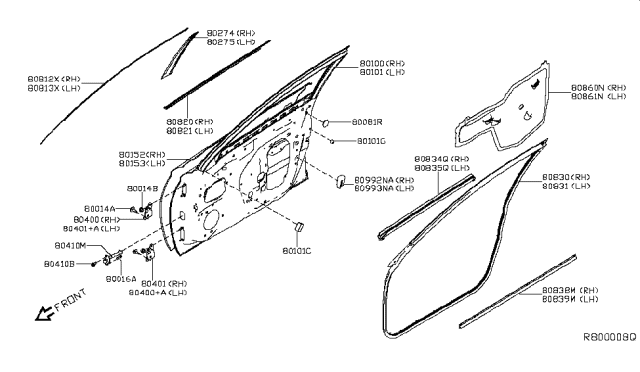 2019 Nissan Altima  Seal-Front Door Parting, LH Diagram for 808396CA0B