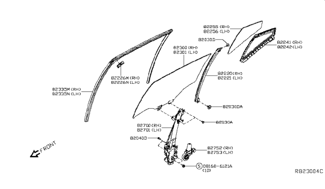 2019 Nissan Altima  Glass Run-Rear Door Window RH Diagram for 823306CA0A