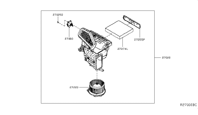 2019 Nissan Altima  Blower Assy-Front Diagram for 272006CA0A