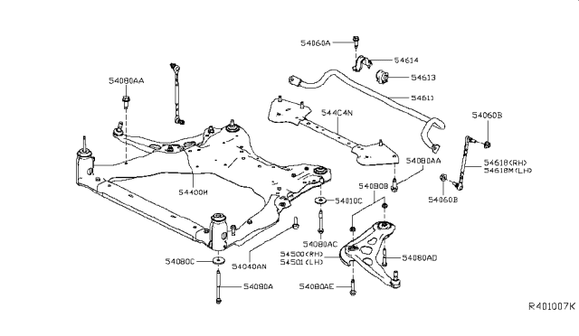2019 Nissan Altima Link Complete-Transverse, Lh Diagram for 545016CA0A