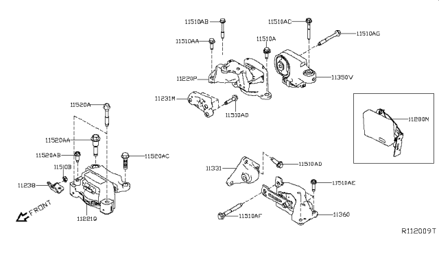 2019 Nissan Altima  Rear Engine Mounting Buffer Assembly Diagram for 113606CA0A