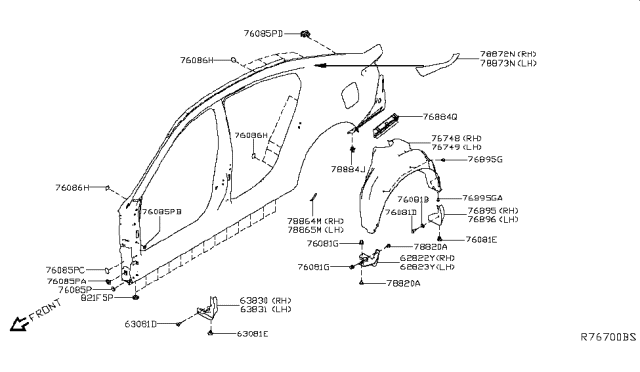 2019 Nissan Altima  Protector-Chipping, Rear RH Diagram for 788646CA0A