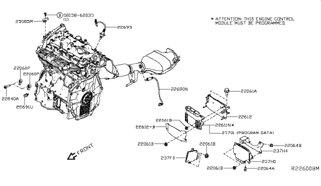 2019 Nissan Altima Knock Sensor Diagram for 22060EZ30A
