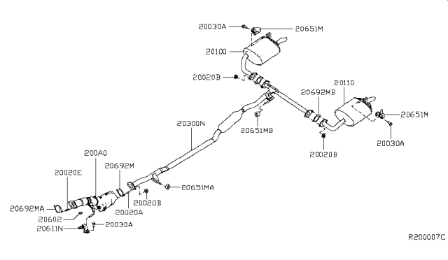 2019 Nissan Altima  Exhaust Tube Front Diagram for 200A06CA0A