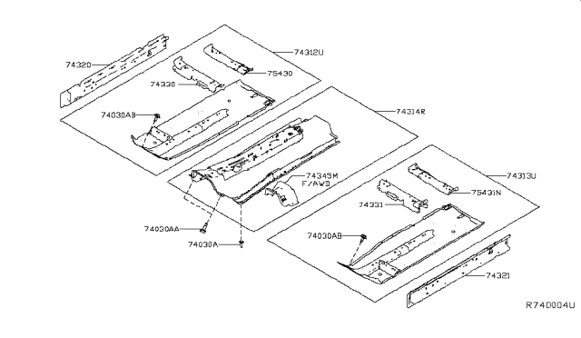 2019 Nissan Altima  Floor Front Diagram for 743216CA0A