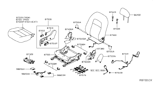 2019 Nissan Altima  Trim & Pad Assy-Cushion, Front Seat Diagram for 873106CC2A
