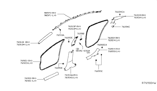 2019 Nissan Altima GARNISH Assembly-Front Pillar, LH Diagram for 769126CA0A