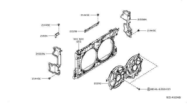2019 Nissan Altima  Air Guide-Radiator Side RH Diagram for 215596CA0A