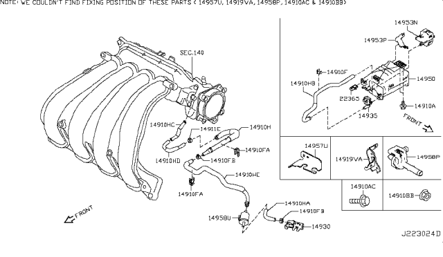 2019 Nissan Altima  Bracket-Hose Diagram for 149195NA0A