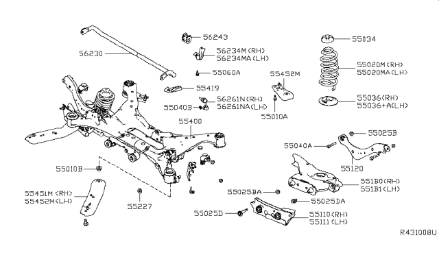 2019 Nissan Altima Front Spring Rubber Seat Upper Diagram for 550344BA0A