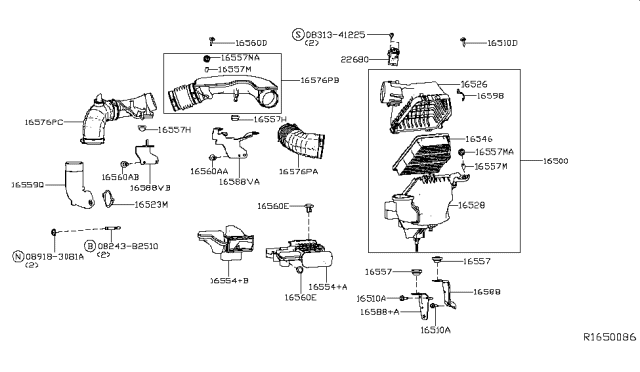 2019 Nissan Altima  Air Cleaner Diagram for 165006CA0A