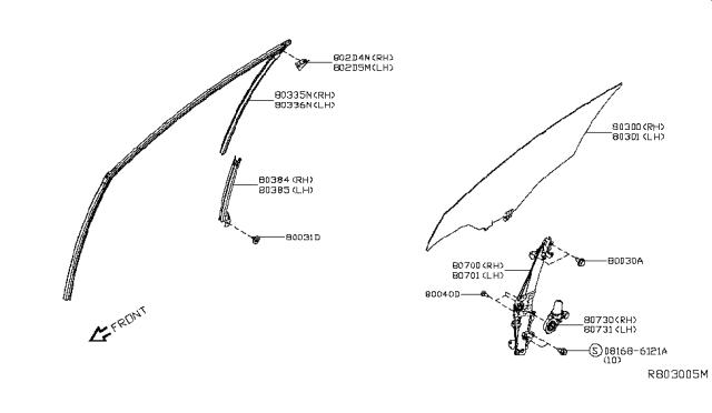 2019 Nissan Altima  Glass Run Rubber-Front Door RH Diagram for 803306CA0A