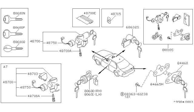 1990 Nissan Maxima  Key Blank Master J30 Diagram for KEY0000099