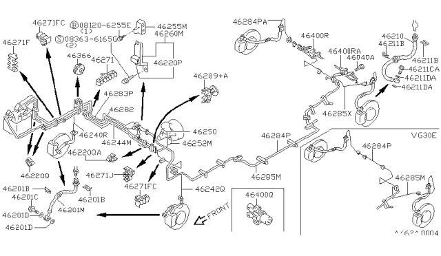 1992 Nissan Maxima  Bolt F Brake Hose Diagram for 4635601E01