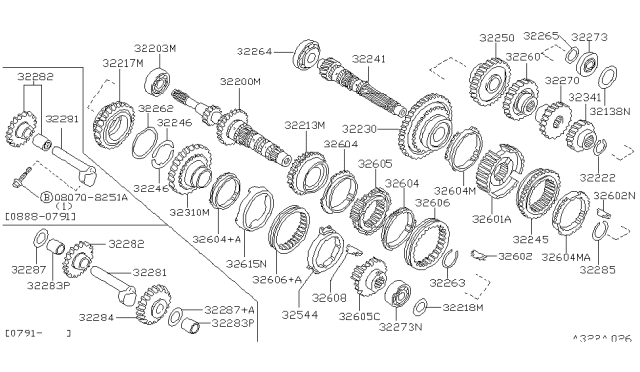 1994 Nissan Maxima  Bearing Needle Diagram for 3222379E10