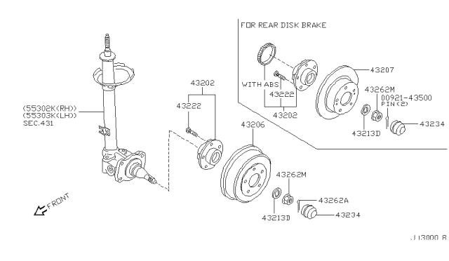 1992 Nissan Maxima  Hub Assy-Rear Diagram for 4320085E01