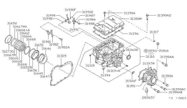 1992 Nissan Maxima Bolt Diagram for 3137731X07