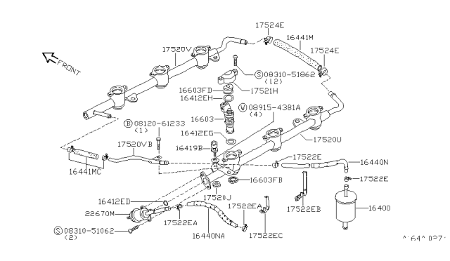 1993 Nissan Maxima  Filter Fuel Diagram for 16400F5100