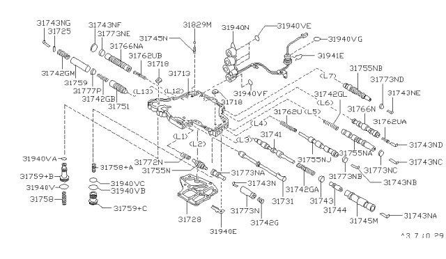 1993 Nissan Maxima  SOLENOID Assembly-Control Diagram for 3194080X00