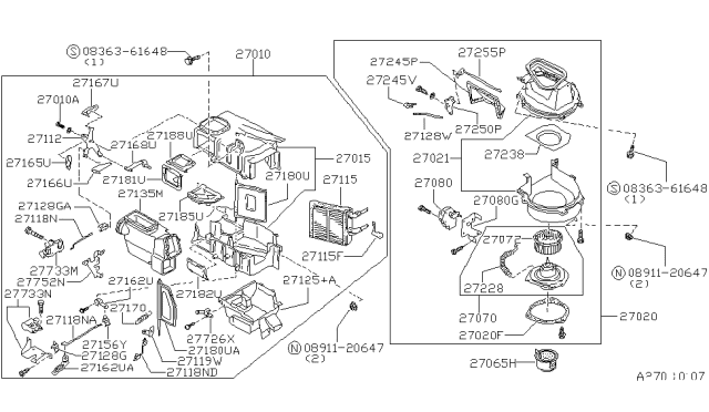 1993 Nissan Maxima  Core Assembly-Heater Diagram for 2714085E00