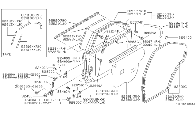 1993 Nissan Maxima Grommet-Screw Diagram for 8087457A00