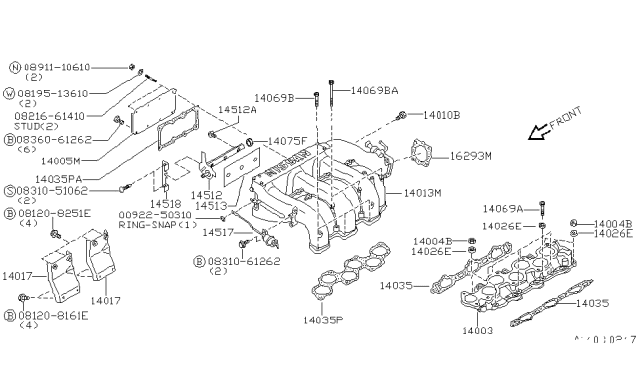 1994 Nissan Maxima  Gasket-Manifold B Diagram for 1403289E00