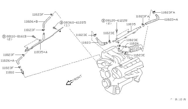 1994 Nissan Maxima Positive Crankcase Ventilation Control Valve Assembly Diagram for 11810F0502