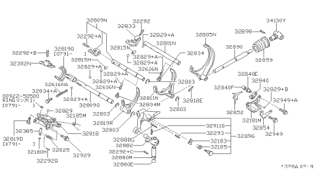 1993 Nissan Maxima  Boot Rod Striking Diagram for 3285903E01