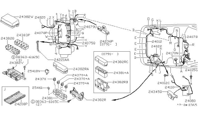 1992 Nissan Maxima FUSIBLE Link Brown Diagram for 2437089900