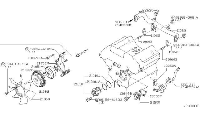 2011 Nissan Frontier Stud Diagram for 148952Y52A