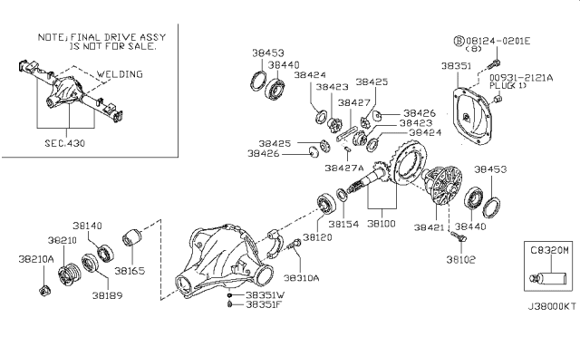 2016 Nissan Frontier  Nut-PINION Diagram for 382168S10A