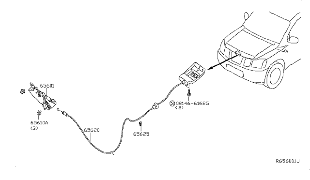 2007 Nissan Frontier  Bolt HOOD/LK Diagram for 011210094U