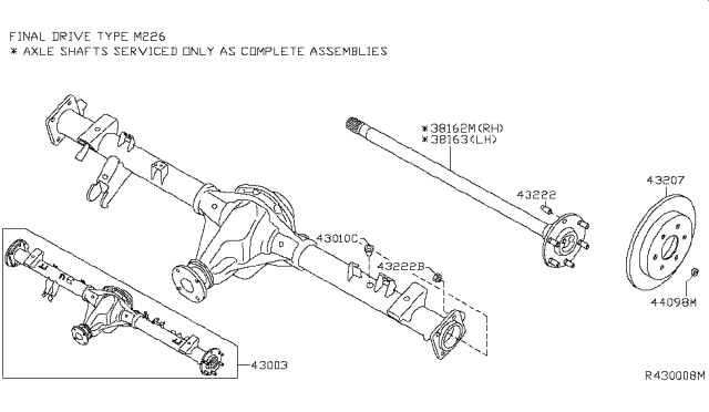 2011 Nissan Frontier  Shaft Rear Axle Diagram for 38163EB00A