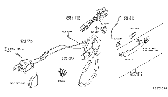2014 Nissan Frontier  Holder-Rod Diagram for 80534ZL00A