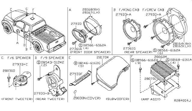 2016 Nissan Frontier Speaker Unit Diagram for 281569FF0A