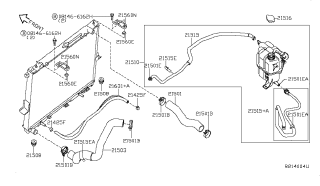 2014 Nissan Frontier  Hose-Auto Transmission Oil Cooler Diagram for 21632EA000