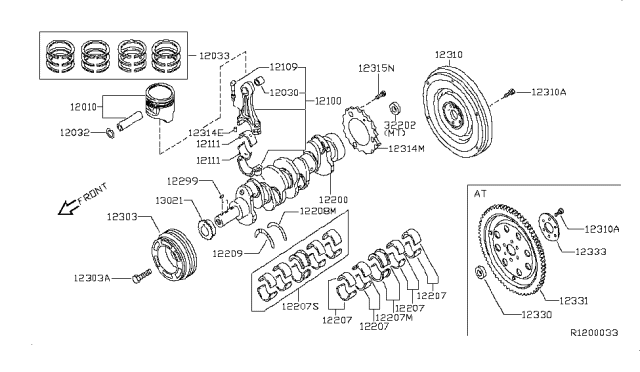 2014 Nissan Frontier  Bearing-Connecting Rod Diagram for 12111JA02A