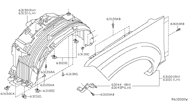 2007 Nissan Frontier  Fender-Front, LH Diagram for 63101EA530