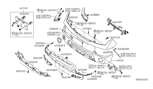 2007 Nissan Frontier  Bracket-Front Bumper Stay, LH Diagram for 62215EA800