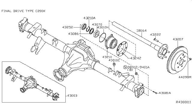 2013 Nissan Frontier Rotor Brake Diagram for 432069BE0C