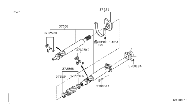 2007 Nissan Frontier  Shaft Assembly-PROPELLER Diagram for 37000EA201