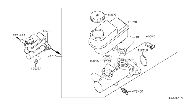 2005 Nissan Frontier  Cap Assembly-Oil Reservoir Tank Diagram for 46020EA200