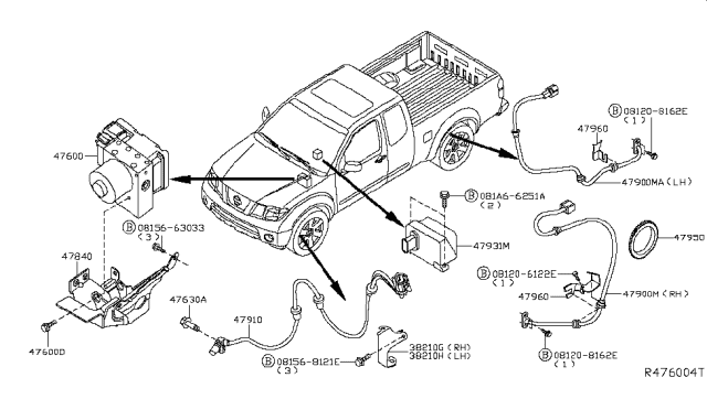 2011 Nissan Frontier  Bracket-Actuator Diagram for 478403X11C