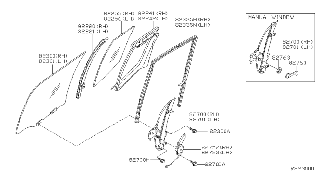 2018 Nissan Frontier  Glass Run-Rear Door Window, LH Diagram for 823319BA0A