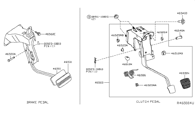 2015 Nissan Frontier  Pin CLEVIS Diagram for 4612303W1A