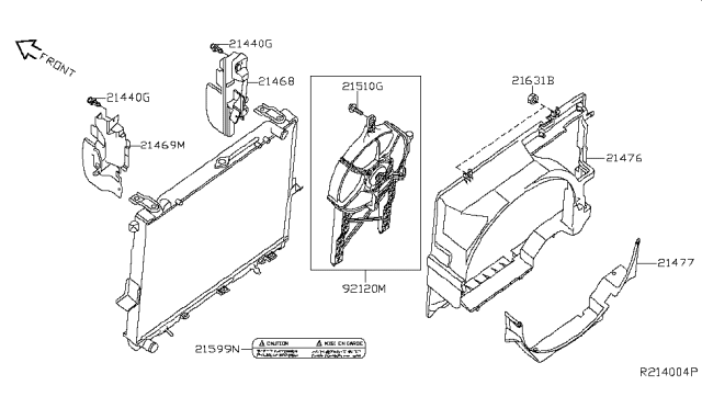 2006 Nissan Frontier Fan And Motor Assembly CONDENSOR Diagram for 92120ZL00A