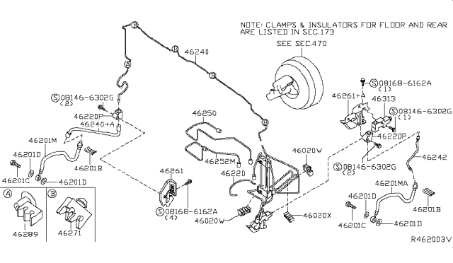 2010 Nissan Frontier  Tube Assembly - Brake, Front R Diagram for 46240EA00A