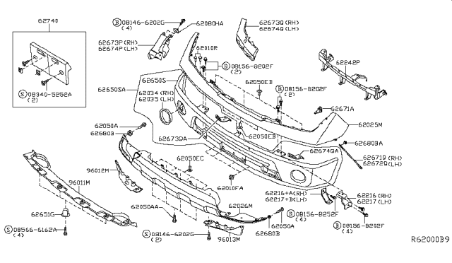2018 Nissan Frontier  Bracket-Front Bumper Side, RH Diagram for 62222EA500