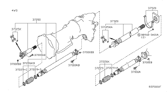2006 Nissan Frontier  Shaft Assembly-Rear PROPELLER Diagram for 37300EA300