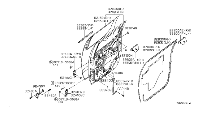 2005 Nissan Frontier  Door-Rear, LH Diagram for 82101EA831